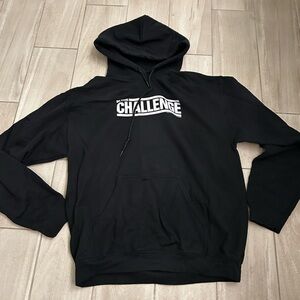 The Challenge Black Pullover Hoodie - Casual Hooded Sweatshirt size m